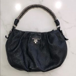 PRADA Cervo Lux Chain Hobo Nero Black